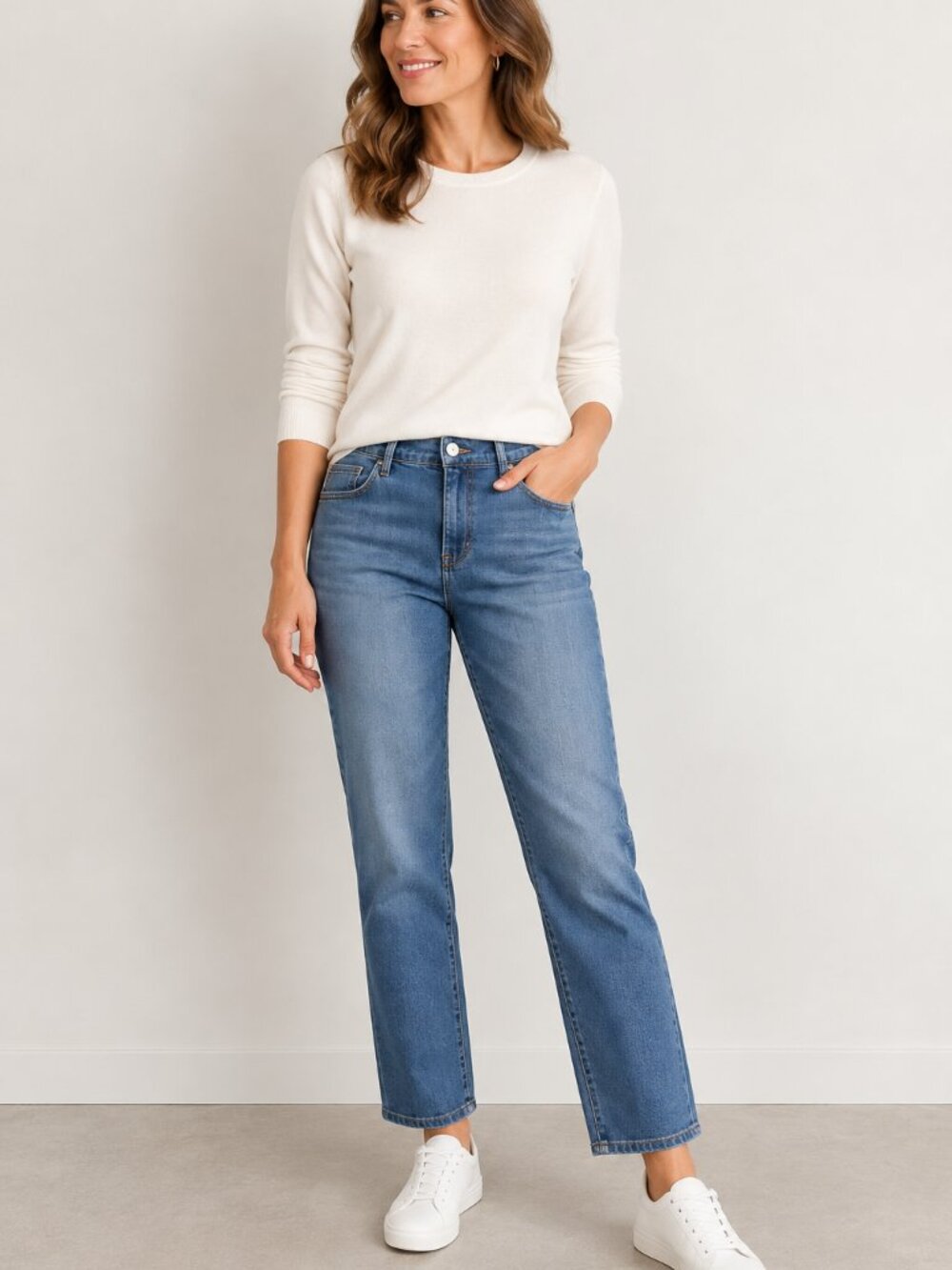 J.Jill Denim Weekender Straight Leg Jeans Medium Wash Size 14P Petite Stretch